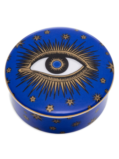 Halcyon Days Evil Eye Round Trinket Box In Blue