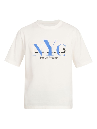 Heron Preston Off-white 'nyc' Censored T-shirt In Ivory Blue