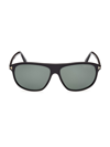 Tom Ford Prescott 60mm Square Polarized Sunglasses In Black Green