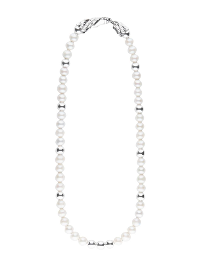 Emanuele Bicocchi Men's Sterling Silver & Freshwater Pearl Beaded Necklace In White