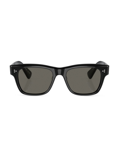 Oliver Peoples Men's Birell 52mm Acetate Rectangular Sunglasses In Black