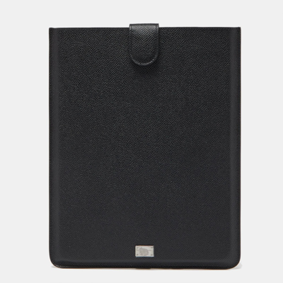 Pre-owned Dolce & Gabbana Black Leather Ipad P2 Case