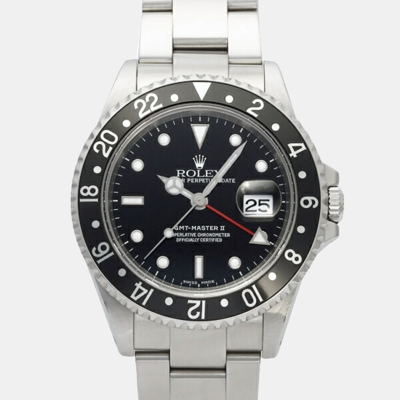 Pre-owned Rolex Black Stainless Steel And Ceramic Gmt-master Ii 16710 Automatic Men's Wristwatch 40 Mm