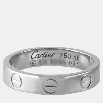Pre-owned Cartier Love 18k White Gold Ring Eu 48