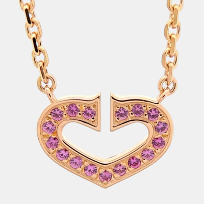 Pre-owned Cartier Heart C 18k Rose Gold Sapphire Necklace