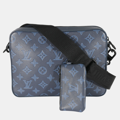 Pre-owned Louis Vuitton Blue Monogram Canvas Shadow Duo Messenger Bag