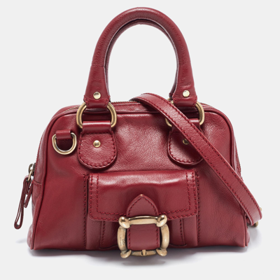 Pre-owned D & G Maroon Leather Satchel In Red