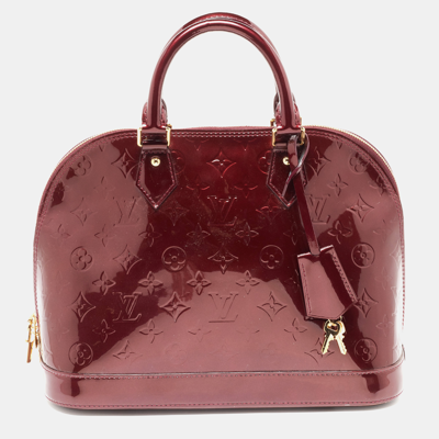 Pre-owned Louis Vuitton Amarante Monogram Vernis Alma Pm Bag In Burgundy