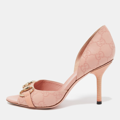 Pre-owned Gucci Ssima Leather Horsebit D'orsay Pumps Size 36 In Pink