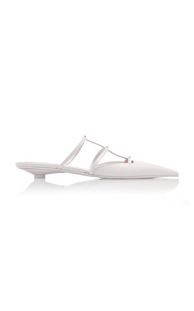 Valentino Rockstud Wispy Leather Ballerina Flats In Ivory
