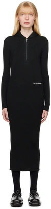 Jil Sander Hooded Rib Dress In 001 Black