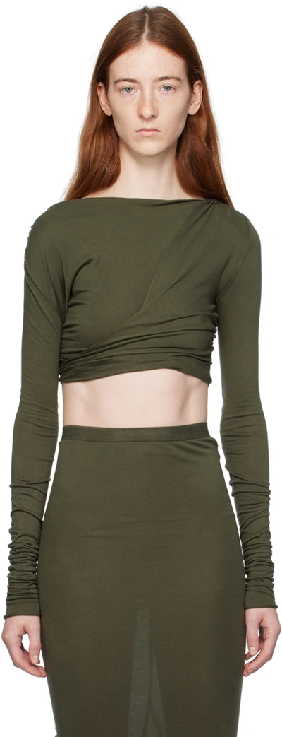 Rick Owens Green Jade Long Sleeve T-shirt In Forest