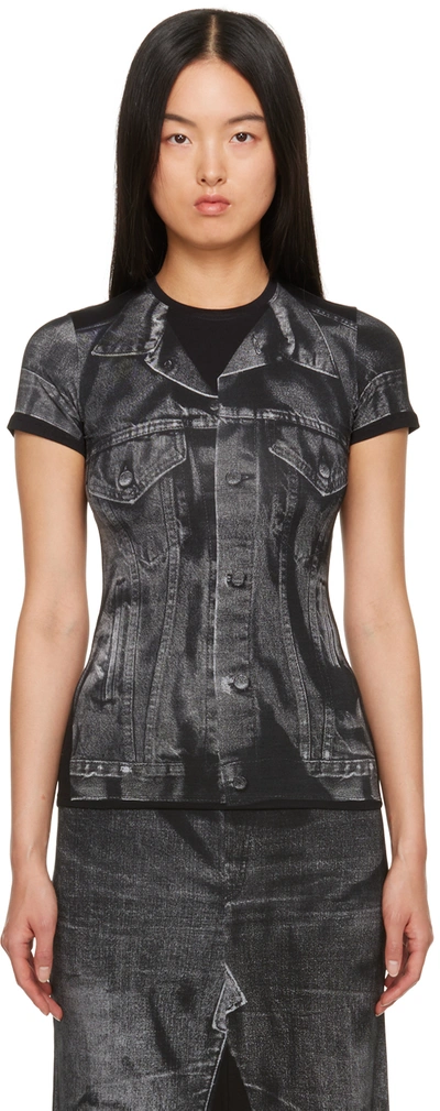 Jean Paul Gaultier Trompe L'oeil Flag Label Crew Neck Tee