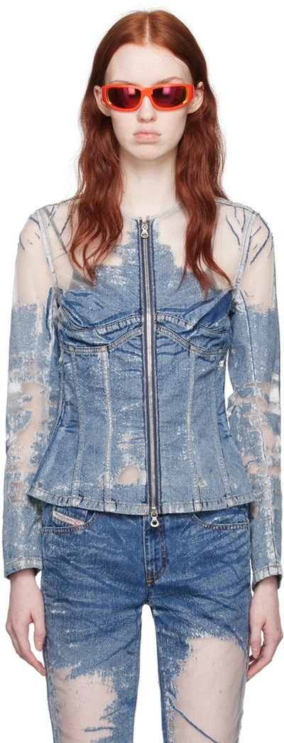 Diesel Blue De-milly-fsd1 Denim Jacket In 001