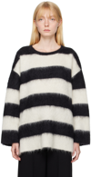 Valentino Striped Oversized Mohair-blend Sweater In 0an Avorio/nero