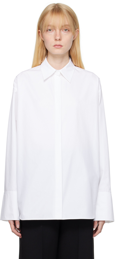 Valentino White Open Back Shirt In 001 Bianco Ottico