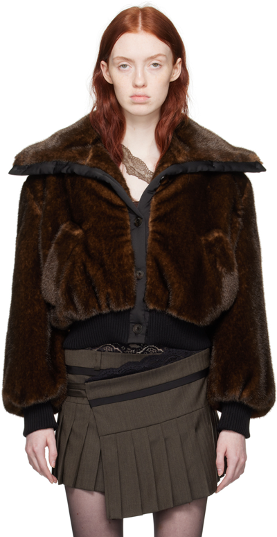 Vaillant Brown Buttoned Faux-fur Jacket In Chocolat