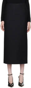 Valentino Virgin Wool Longuette Skirt With Slits And Silk Lining In 0no Nero