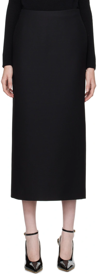 Valentino Crepe Couture Midi Skirt In Black