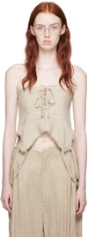 Elena Velez Beige Fringed Camisole In Cloud