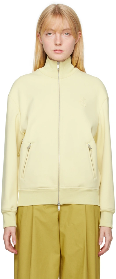 Jil Sander Yellow Embroidered Bomber Jacket In 737 Lime Wash