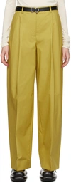 JIL SANDER KHAKI PLEATED TROUSERS