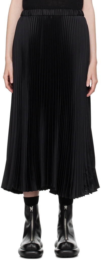 Jil Sander Pleated Cotton-organza Midi Skirt In Black