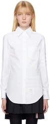 Thom Browne Shirt With Back Loop Detail And Chest Pocket In 100 White