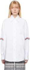 THOM BROWNE WHITE SUPERSIZE RWB ARMBANDS SHIRT