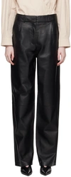 KASSL EDITIONS BLACK PLEATED LEATHER TROUSERS