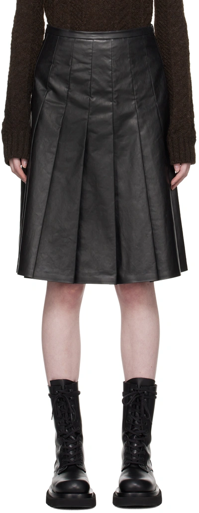 Kassl Editions Black Coated Midi Skirt In 0001 Black