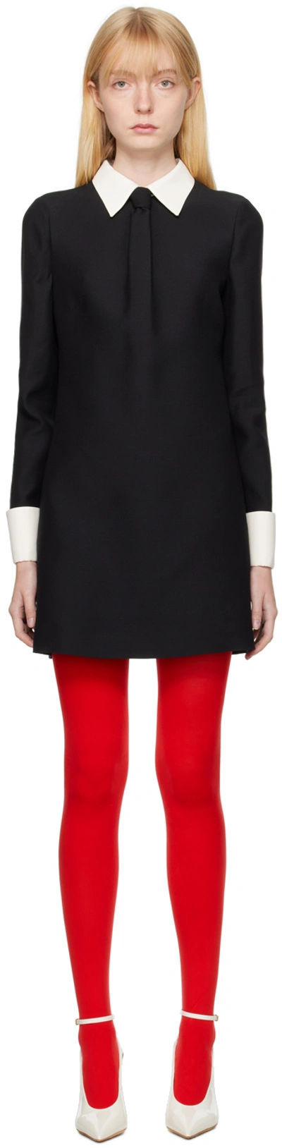 Valentino Crepe Couture Mini Dress In Black