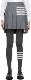 Thom Browne Plain Weave Mini Pleated 4-bar Skirt In Med Grey