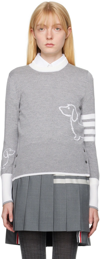 Thom Browne Hector Icon Knitted Jumper In Grey