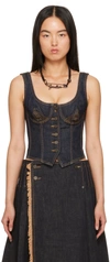 Jean Paul Gaultier Blue Denim Corset Top In 55 Indigo