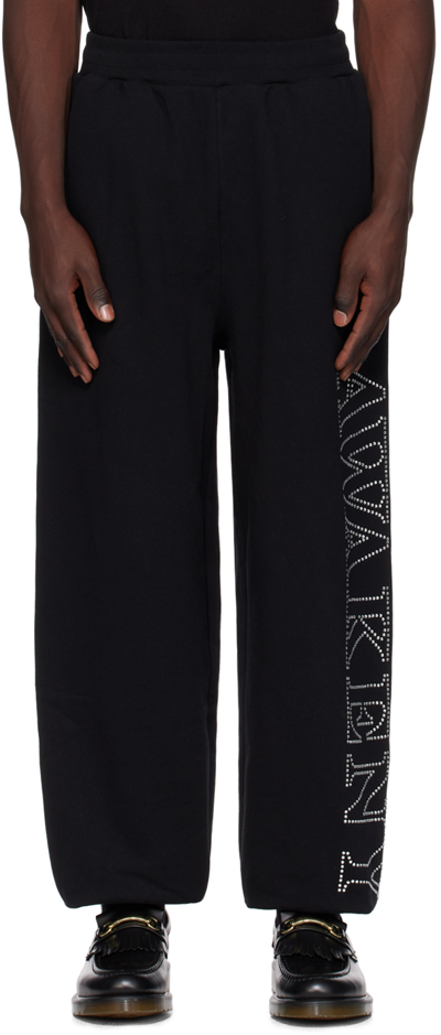 AWAKE NY BLACK RHINESTONE SERIF SWEATPANTS