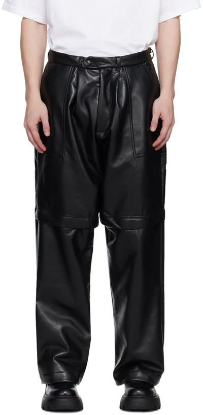 Lownn Black Zip Panel Faux-leather Pants