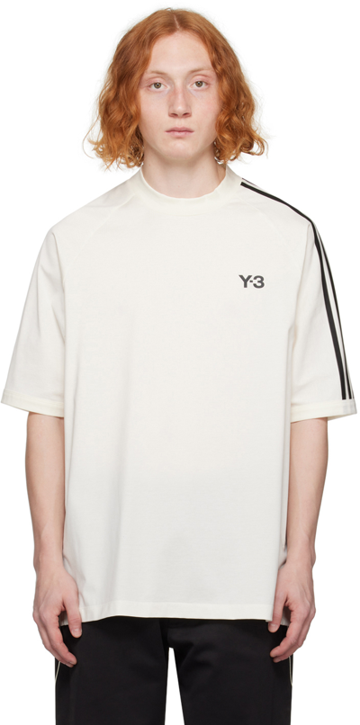 Y-3 Striped Cotton-jersey T-shirt In Off-white