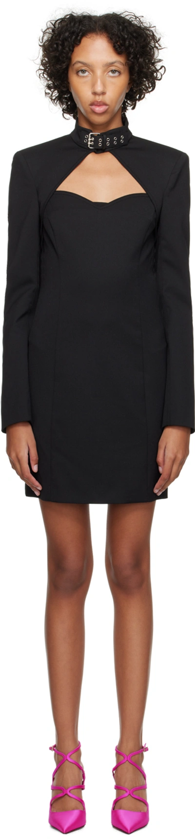 Moschino Jeans Black Buckle Minidress In A0555 Black