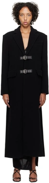 Moschino Jeans Black Pin-buckle Coat In A0555 Black