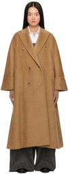Max Mara Caronte Camel Double Breasted Long Coat In Camel