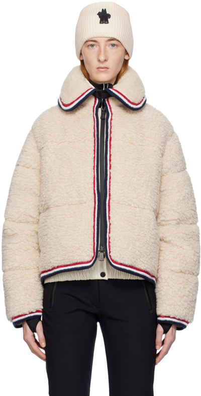 Moncler Eterlou Down Fleece Bomber Jacket In Cream