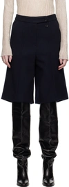 Recto Navy Structured Shorts In Navy