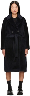 S Max Mara Navy Zaire Coat In 005 Midnightblue