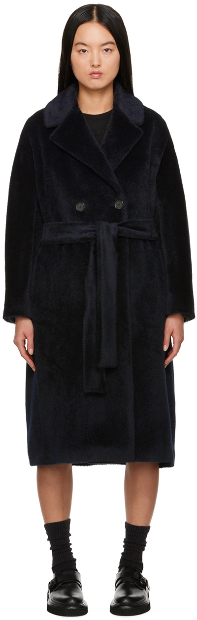 's Max Mara Navy Zaire Coat In 005 Midnightblue