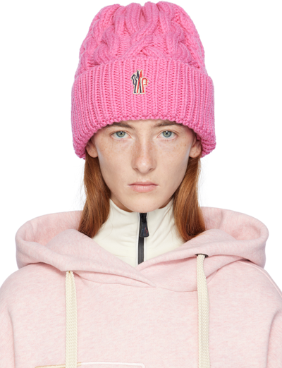 Moncler Pink Rolled Beanie