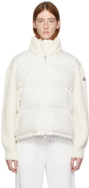 Moncler White Paneled Down Jacket In 035 White