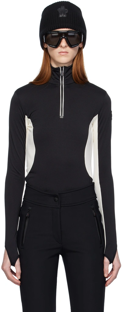 Moncler Black Zip Turtleneck In Multi