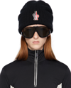 Moncler Black Patch Beanie In 999 Black