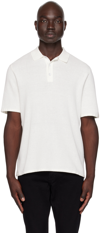 Rag & Bone Harvey Knit Short Sleeve Polo Shirt In Ivory